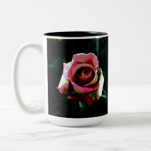 Caneca De Café Em Dois Tons Rosa vermelha pintada a óleo
