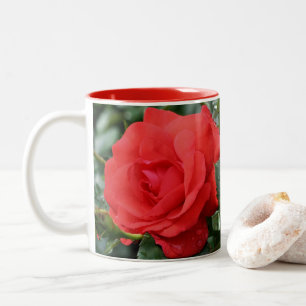 Caneca De Café Em Dois Tons Rosa vermelha Raindrops Personalizados