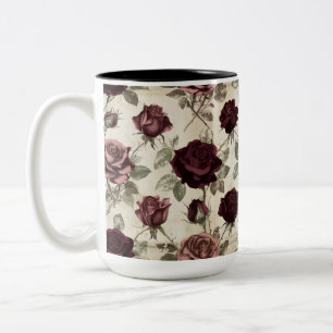 Caneca De Café Em Dois Tons Rosas Antigas