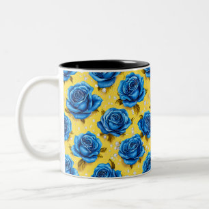 Caneca De Café Em Dois Tons Rosas azuis 3d