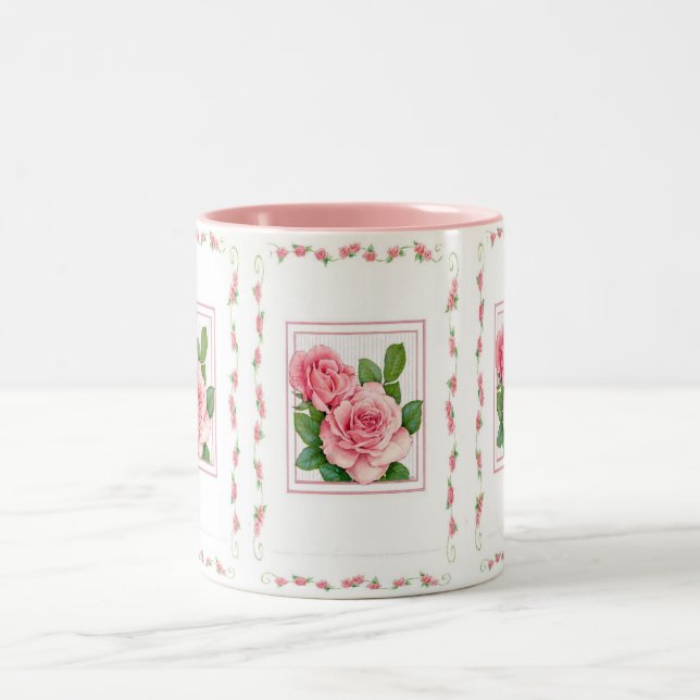 Caneca De Café Em Dois Tons Rosas Caneca-Cor-de-rosa (Centro)