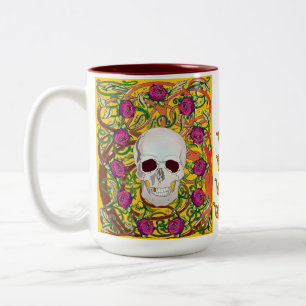 Caneca De Café Em Dois Tons Rosas com crânio