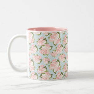 Caneca De Café Em Dois Tons Rosas Cor-de-Rosa Elegantes & Pontos