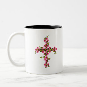 Caneca De Café Em Dois Tons Rosas cruzados e marinheiros