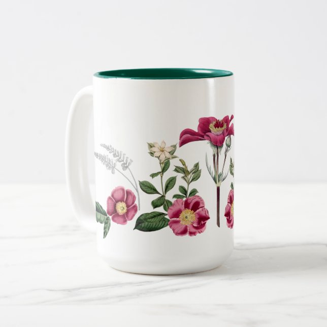 Caneca De Café Em Dois Tons Rosas De Borgonha (Frente Esquerda)