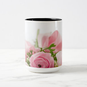 Caneca De Café Em Dois Tons Rosas de Casamento Rosa
