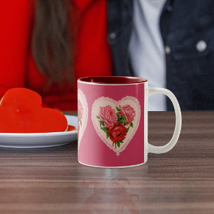 Caneca De Café Em Dois Tons Rosas de Viva Magenta no Namorados da Vintagem Car
