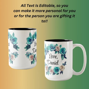Caneca De Café Em Dois Tons Rosas dias de as mães Verde E Amarelas