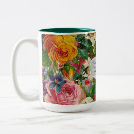 Caneca De Café Em Dois Tons ROSAS do casamento vintage - Comemorativas