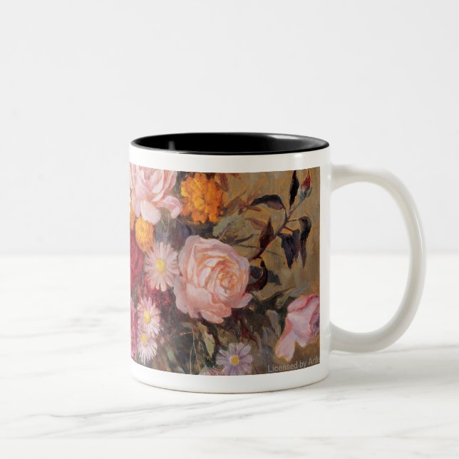 Caneca De Café Em Dois Tons Rosas e margaridas (Direita)