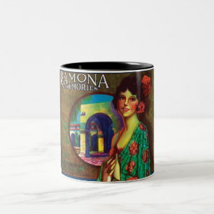 Caneca De Café Em Dois Tons Rosas mexicanos bonitos do vintage das memórias d