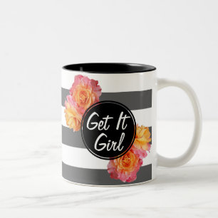 Caneca De Café Em Dois Tons Rosas Rosa Modernas Conseguem Rapariga