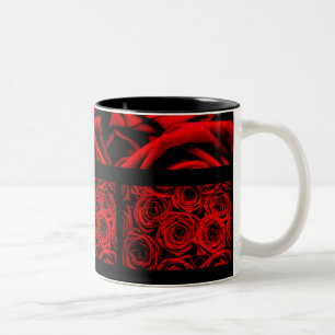 Caneca De Café Em Dois Tons Rosas vermelhas Elegantes