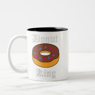 Caneca De Café Em Dois Tons Rosquinha King Mug, ilustração divertida, café 