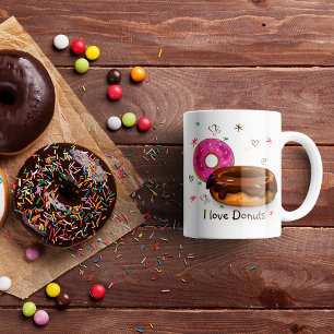 Caneca De Café Em Dois Tons Rosquinhas de cor branca