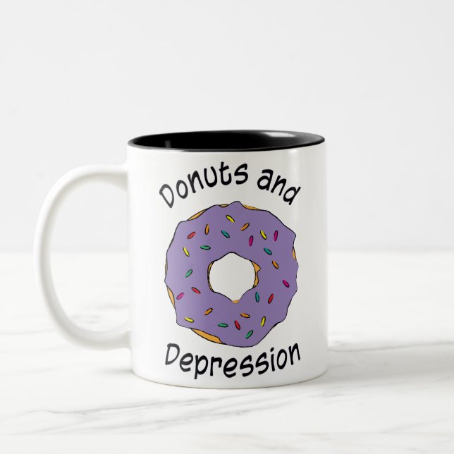 Caneca De Café Em Dois Tons Rosquinhas E Lâmina De Depressão (Esquerda)