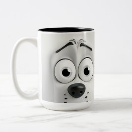 Caneca De Café Em Dois Tons Rosto de Cachorro Sarcástico para todos os amantes