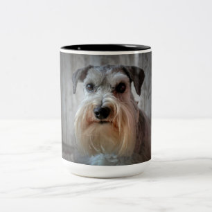 Caneca De Café Em Dois Tons Rosto de Cachorro Schnauzer