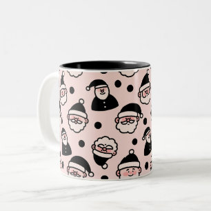 Caneca De Café Em Dois Tons Rosto de Papai Noel Minimalista Natal
