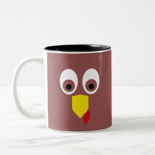 Caneca De Café Em Dois Tons Rosto de Peru do Dia de Ação de Graças