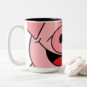 Caneca De Café Em Dois Tons Rosto de Suínos