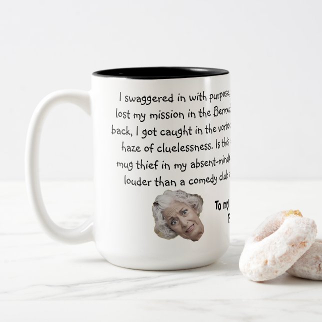 Caneca De Café Em Dois Tons Rosto Engraçado | Vovó/Vovô Amusos dispersos (Com Donut)