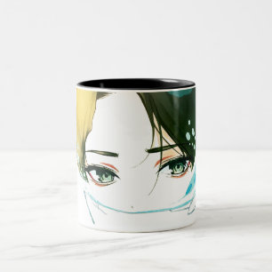 Caneca De Café Em Dois Tons rosto feminino abstrato