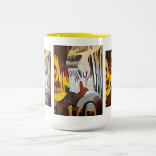 Caneca De Café Em Dois Tons Rosto nas Rochas