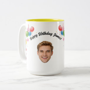 Caneca De Café Em Dois Tons Rosto Personalizado 20º 30º 40º 50º 60 Aniversário