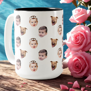 Caneca De Café Em Dois Tons Rosto Personalizado, Oferta Única de 3 Fotos para