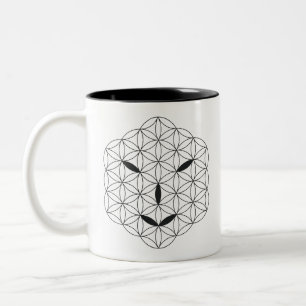 Caneca De Café Em Dois Tons Rosto sagrado - Arturiano 02, Negro.
