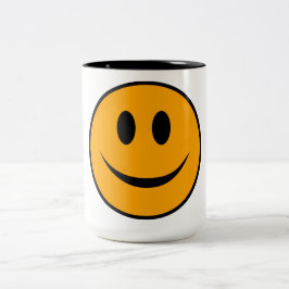 Caneca De Café Em Dois Tons Rosto Sorridente Emoji