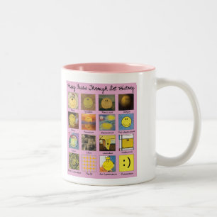 Caneca De Café Em Dois Tons rostos felizes através da história da arte