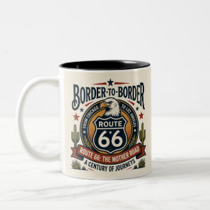 Caneca De Café Em Dois Tons Rota 66 Chicago Los Angeles Águia Americana