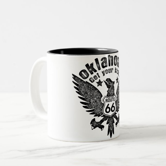 Caneca De Café Em Dois Tons Rota Oklahoma Get Your Kicks 66 Filtro Recoleta (Frente Esquerda)