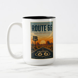 Caneca De Café Em Dois Tons Rota Retro 66 Arte do Deserto Centenário