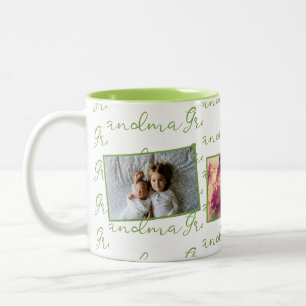 Caneca De Café Em Dois Tons Roteiro da Vovó Verde com Fotos Personalizadas