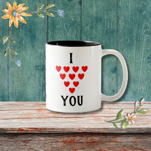 Caneca De Café Em Dois Tons Roteiro "Eu te amo" com Dia de os namorados de cor