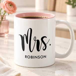 Caneca De Café Em Dois Tons Roteiro moderno personalizado de casamento da Sra.