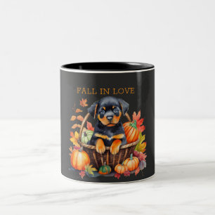 Caneca De Café Em Dois Tons Rottweiler Cai No Amor