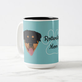 Caneca De Café Em Dois Tons Rottweiler Mãe