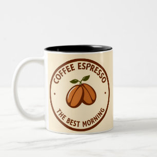 Caneca De Café Em Dois Tons Rótulo de Café Espresso com Design Temático Matina