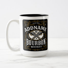 Caneca De Café Em Dois Tons Rótulo Whiskey do Bourbon Vintage Personalizado