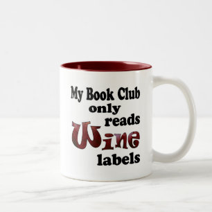 Caneca De Café Em Dois Tons Rótulos de Vinho do Clube do Livro