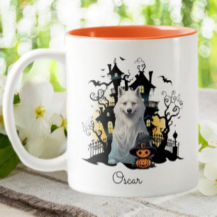 Caneca De Café Em Dois Tons Rouco de Halloween, Fantasma, Casa Assombrada Pers