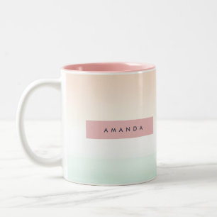 Caneca De Café Em Dois Tons Rouge Personalizado e Ombre Pastel Menta