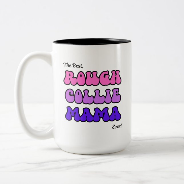 Caneca De Café Em Dois Tons Rough Collie Mama (Esquerda)