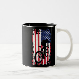 Caneca De Café Em Dois Tons Roupa de ciclismo da American Flag Road