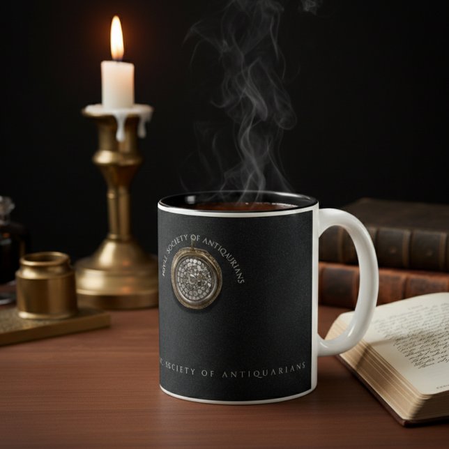 Caneca De Café Em Dois Tons Royal Society Antiquarians | Black Obsidian (Criador carregado)