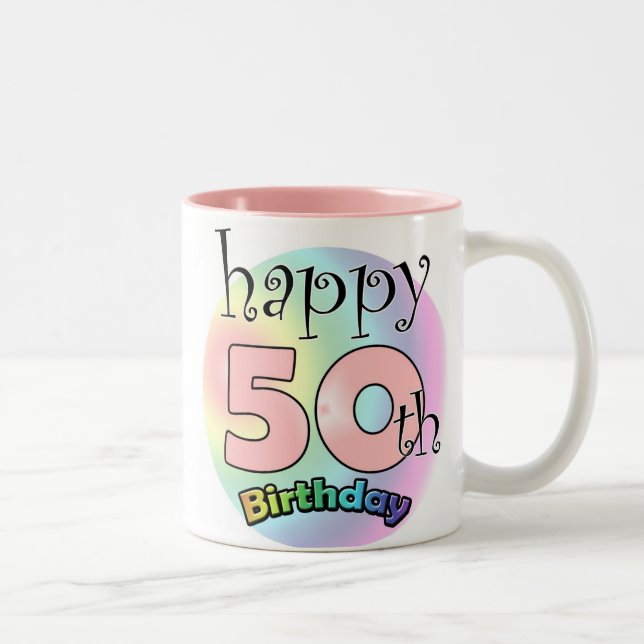 Caneca De Café Em Dois Tons Roze Happy 50º aniversário (Direita)